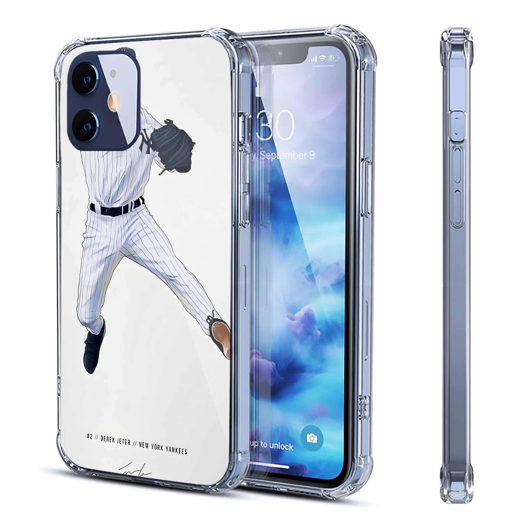 Derek Jeter 17 Clear IPhone 12 Case – Soft TPU With UV Print – Enhanced Drop Protection, Precise Fit, Anti-Fingerprint, Customizable Design, Scratch-Resistant, Yellow-Resistant